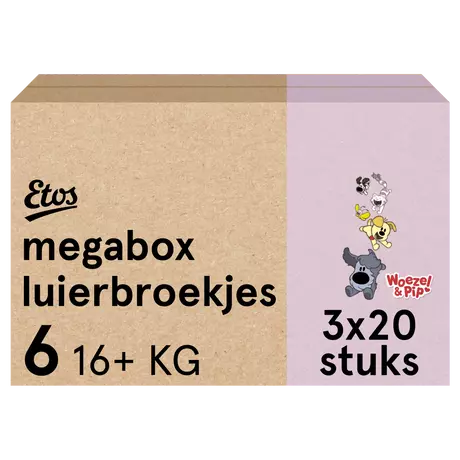 Etos Woezel & Pip Luierbroekjes Extra Large Megabox Maat 6 16+ kg 60 stuks