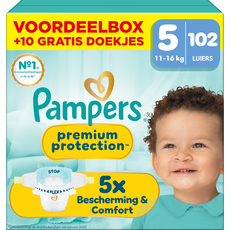 Pampers Premium Protection Voordeelbox Luiers Maat 5 11-16 kg 102 stuks + 10 gratis billendoekjes