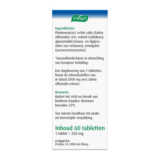 A.Vogel Famosan Salvia bij Opvliegers1* Tabletten 60 stuks