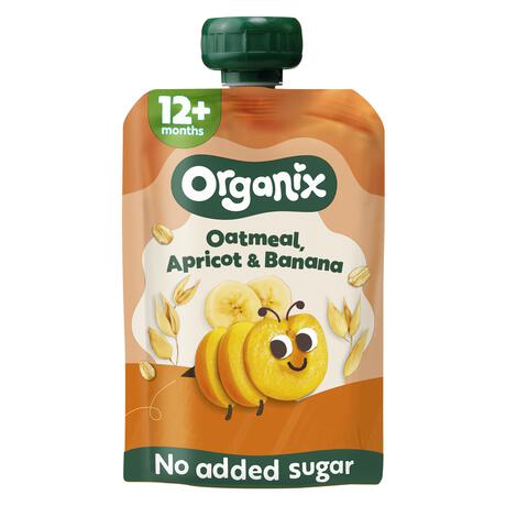 Organix Bio Knijpfruit Haver Abrikoos Banaan 12+ Maanden 100 gram