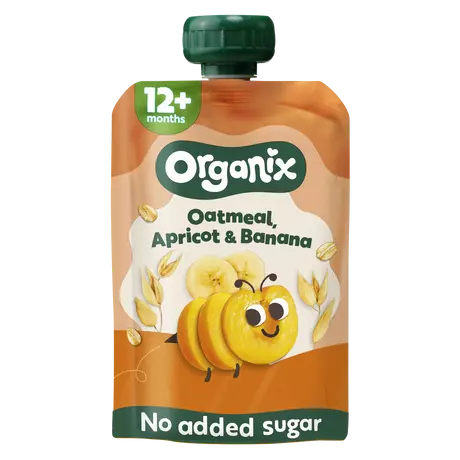 Organix Bio Knijpfruit Haver Abrikoos Banaan 12+ Maanden 100 gram