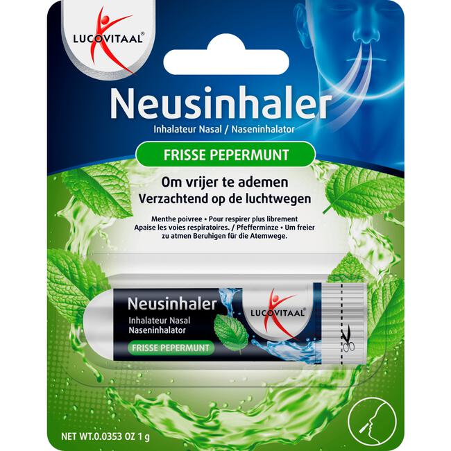Lucovitaal Neusinhaler Vrijer Ademen - Frisse pepermunt - 10gr