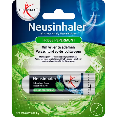 Lucovitaal Neusinhaler Vrijer Ademen Frisse Pepermunt 10 gram