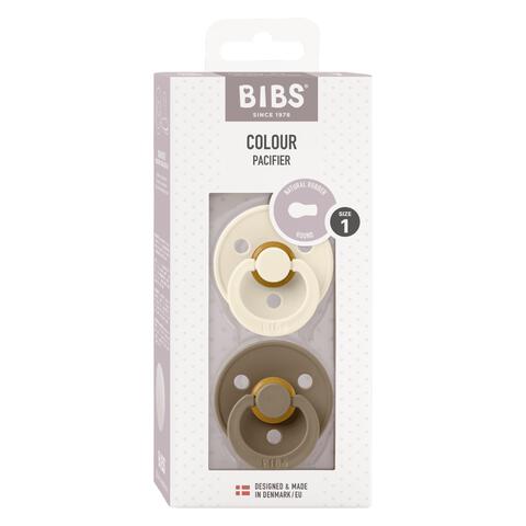 BIBS Fopspeen Two Pack Natuurlijk Rubber Ivory/Dark Oak Maat 1
