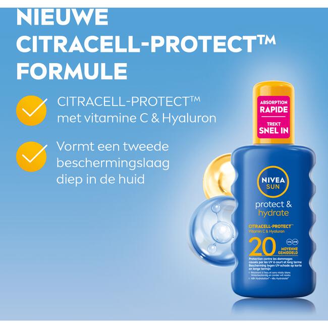 NIVEA SUN Zonnebrand Protect & Hydrate Spray SPF 20 200 ML