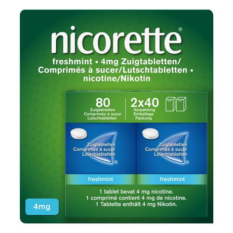 Nicorette Freshmint Suikervrij Zuigtabletten 4 MG Nicotine 80 Stuks