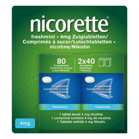Nicorette Freshmint Suikervrij Zuigtabletten 4 MG Nicotine 80 Stuks