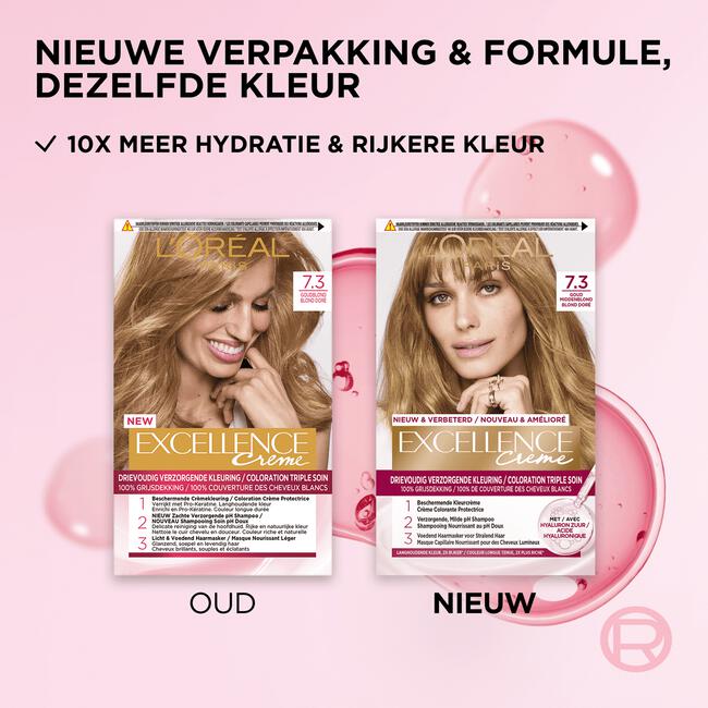 L'Oréal Paris Excellence Crème Verzorgende Crèmekleuring 7.3 Goudblond