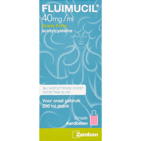 Fluimucil Drank Forte 40 mg/ml Hoestdrank Aardbeiensmaak