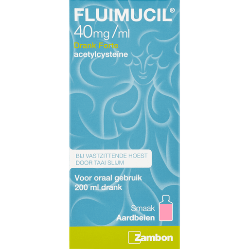 Fluimucil 20 MG/ML Forte Hoestdrank Aardbeismaak 200 ML