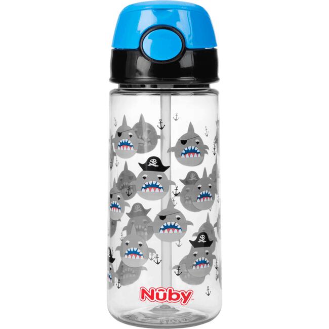Nûby Beker met Zacht Rietje en Drukknop Uit Tritan Blauw 3+ J 540 ML