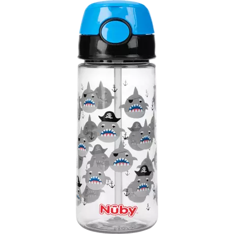Nûby Beker Met Zacht Rietje en Drukknop Uit Tritan 3+ Jaar Blauw 540 ML