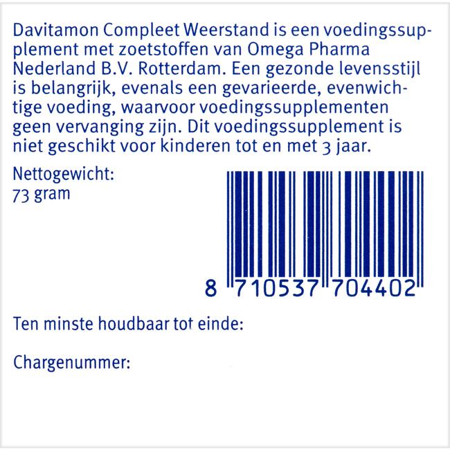 Davitamon Compleet Weerstand Met Vitamine C&D Multivitamine Bosvruchten 60 kauwtabl