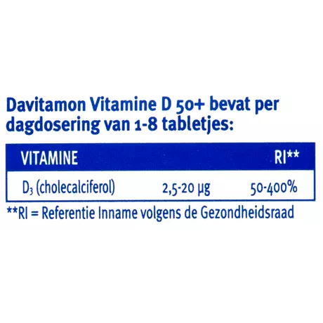 Davitamon Vitamine D 50+ Citroensmaak Tabletten 250 stuks
