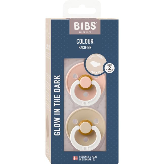 BIBS Anatomische fopspeen latex - 2 pack - Blush/Vanilla GLOW  maat 2