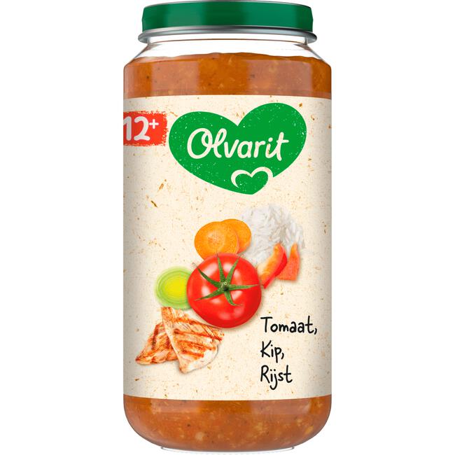 Olvarit Tomaat Kip Rijst Babyhapje 12+ maanden 250 GR