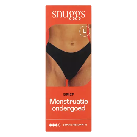 Snuggs Menstruatieondergoed Zware Menstruatie Brief TENCEL™ Zwart Maat L