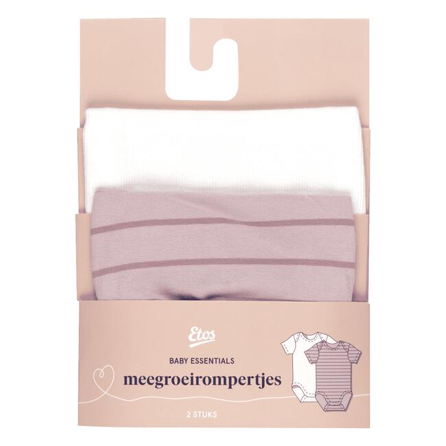 Etos Meegroei Rompertjes Wit/Beige Maat 62/68 Duo Pack
