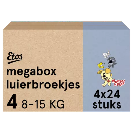 Etos Woezel & Pip Luierbroekjes Maxi Maat 4 8-15 kg Megabox 96 stuks