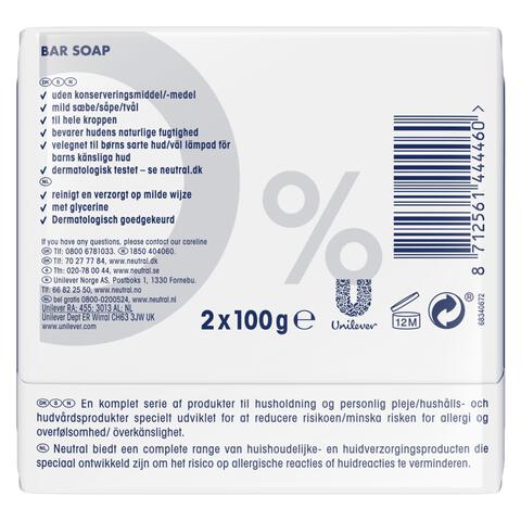 Neutral Parfumvrij Handzeepbar 2x100 GR
