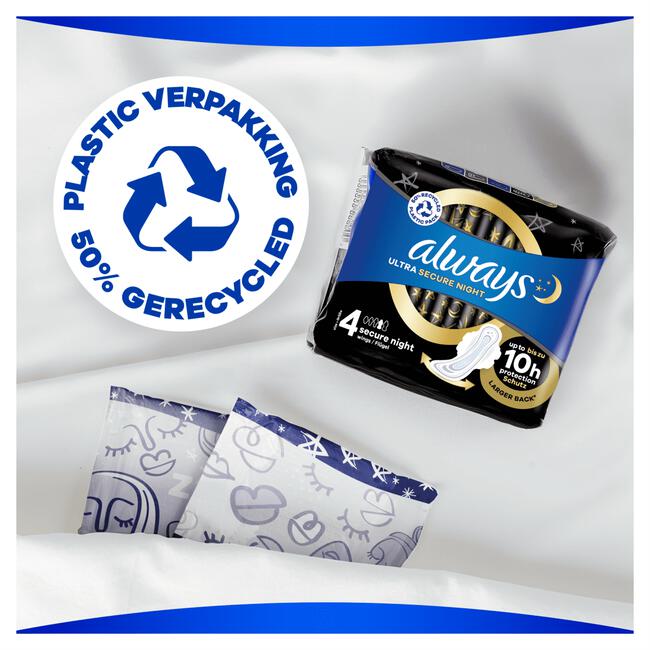 Always Ultra Maandverband Secure Night Met Vleugels 18 Stuks