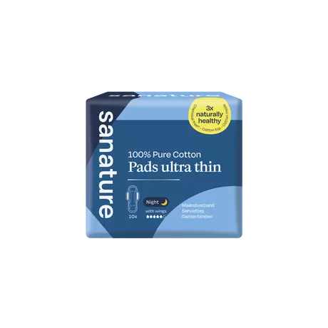 Sanature 100% Katoenen Maandverband Ultra Nacht 10 stuks