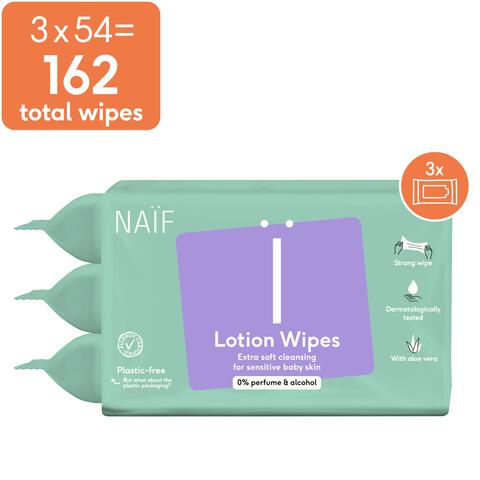 Naïf Plasticvrije Lotion Billendoekjes 3x54 stuks