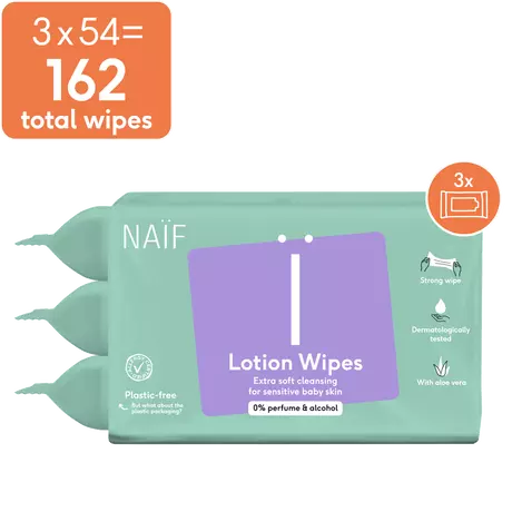 Naïf Plasticvrije Lotion Billendoekjes 3x54 stuks