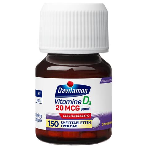 Davitamon Vitamine D3 20 mcg Smelttabletten Voordeelverpakking 150 stuks