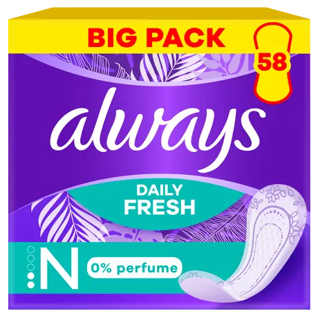 Always Inlegkruisjes Daily Fresh 0% Perfume Normal Big Pack 58 stuks