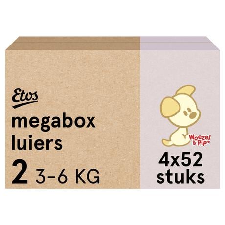 Etos Woezel & Pip Luiers Mini Maat 2 3-6 kg Megabox 4x52 stuks