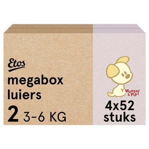 Etos Woezel & Pip Luiers Mini Maat 2 3-6 kg Megabox 4x52 stuks