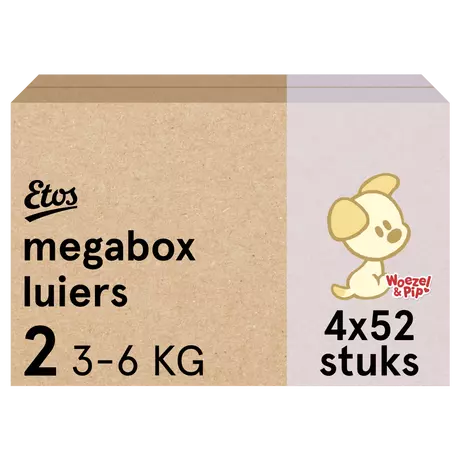Etos Woezel & Pip Luiers Mini Maat 2 3-6 kg Megabox 208 stuks