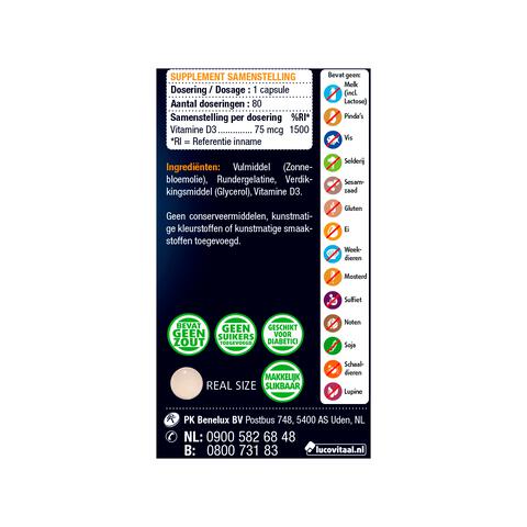 Lucovitaal Vitamine D3 75 mcg Capsules 80 stuks