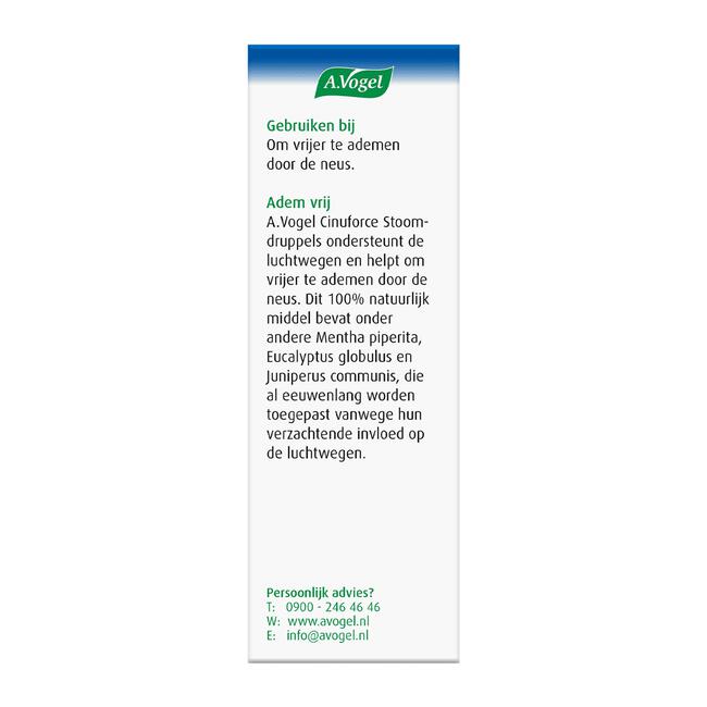 A.Vogel Cinuforce Stoomdruppels om Vrijer te Ademen Stoomdruppels 20 ML