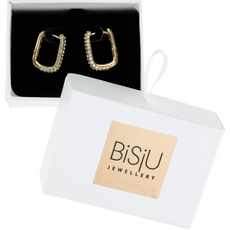BiSjU Jewellery Oorbellen Ovaal met Zirconia Steentjes Gold Plated 