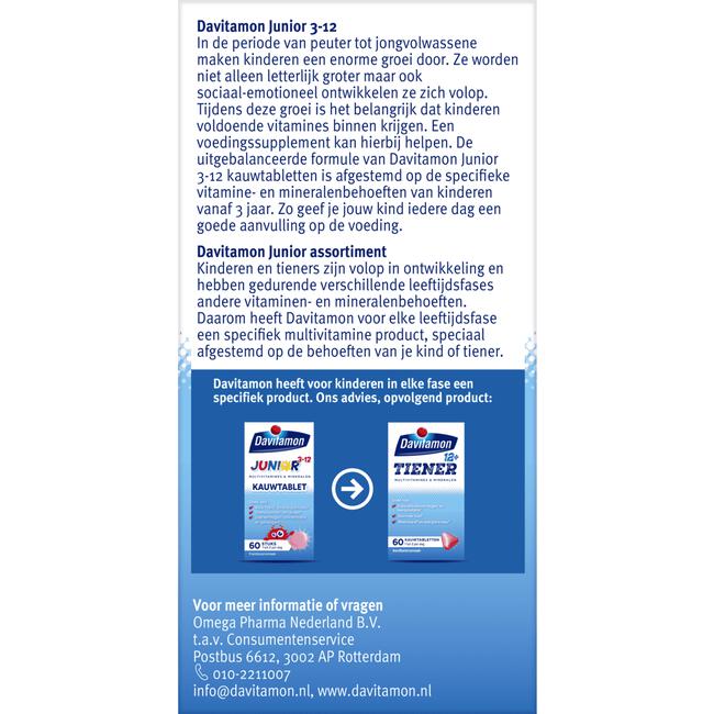 Davitamon Junior 3+ Kauwvitamines Framboos