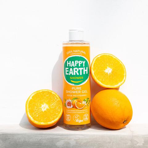 Happy Earth 100% Natuurlijke Shower Gel Rose Petitgrain