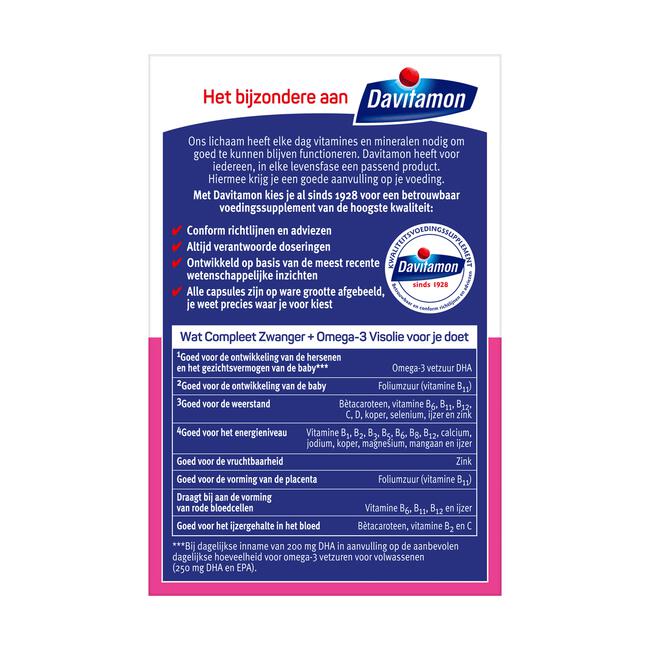 Davitamon Compleet Zwanger + Omega-3 Visolie 60 Stuks