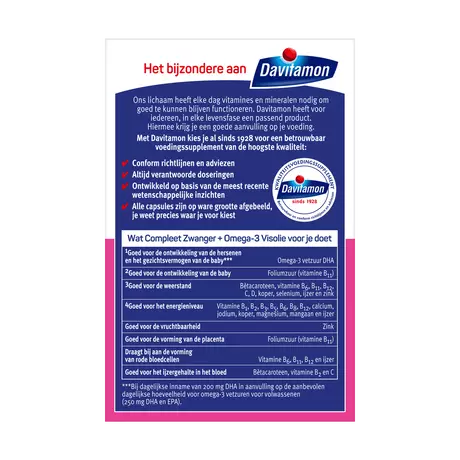 Davitamon Compleet Zwanger + Omega-3 Visolie 60 Stuks