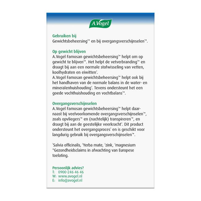 A.Vogel Famosan Gewichtsbeheersing2* & Overgang1* Tabletten 60 stuks