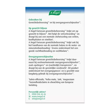 A.Vogel Famosan Gewichtsbeheersing2* & Overgang1* Tabletten 60 stuks