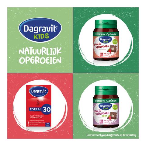 Dagravit Natural Kids Multi Framboos Hooggedoseerd 60 Dragees