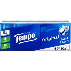 Tempo Regular 4-Laags Zakdoekjes 10x10 stuks