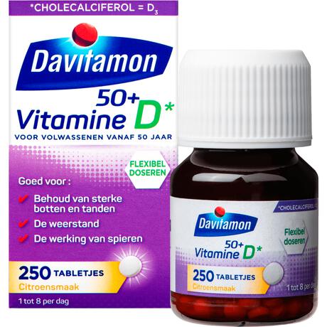 Davitamon Vitamine D 50+ Tabletjes Citroensmaak