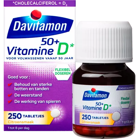Davitamon Vitamine D 50+ Citroensmaak Tabletten 250 stuks