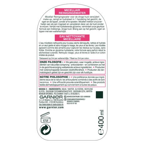 Garnier SkinActive Micellair Reinigingswater Droge Huid 400 ML