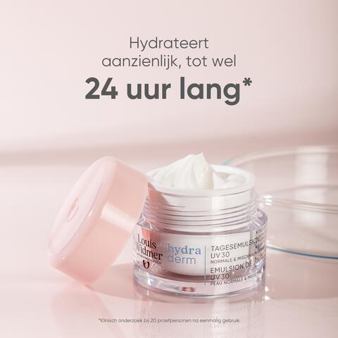 Louis Widmer Hydraderm Dagemulsie UV SPF30 Zonder Parfum 50 ML