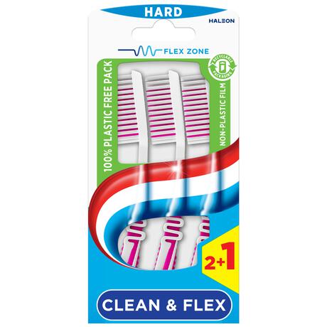 Aquafresh Clean & Flex Hard 2+1 Tandenborstel 3 stuks