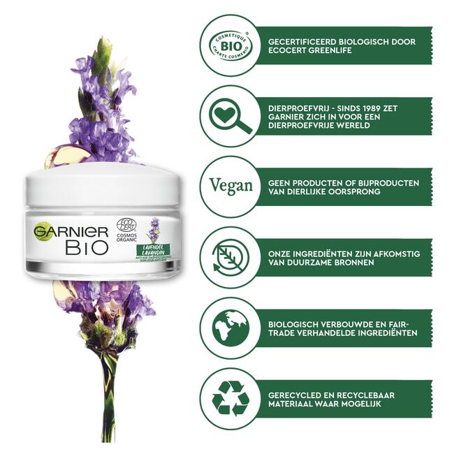 Garnier Bio Anti-Rimpel Dagcrème Revitaliserende Lavendel 50 ML
